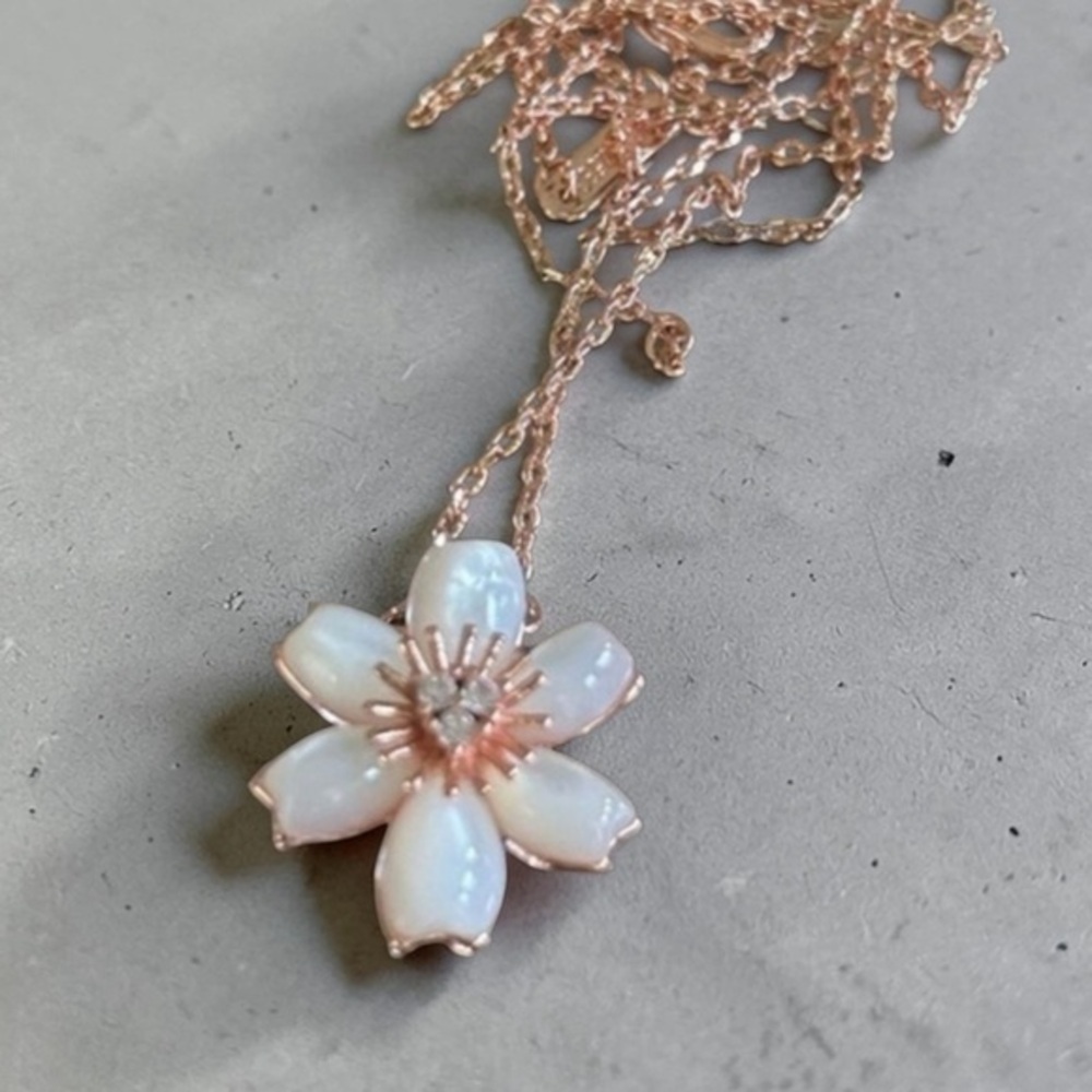 Rose du Noel Rose Gold Plated Sterling Silver Clover Flower Necklace